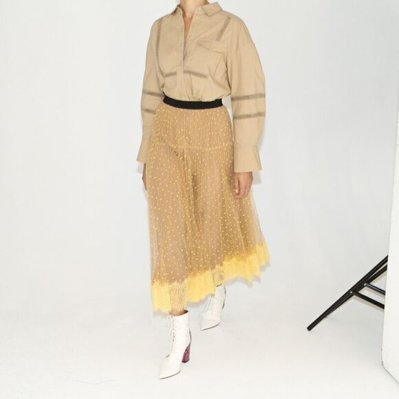 Self-Portrait Polka Dot MIDI Skirt - Picture 5 of 13